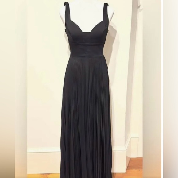 A.L.C. Black Pleated Maxi Dress with Open Back - Picture 1 of 4